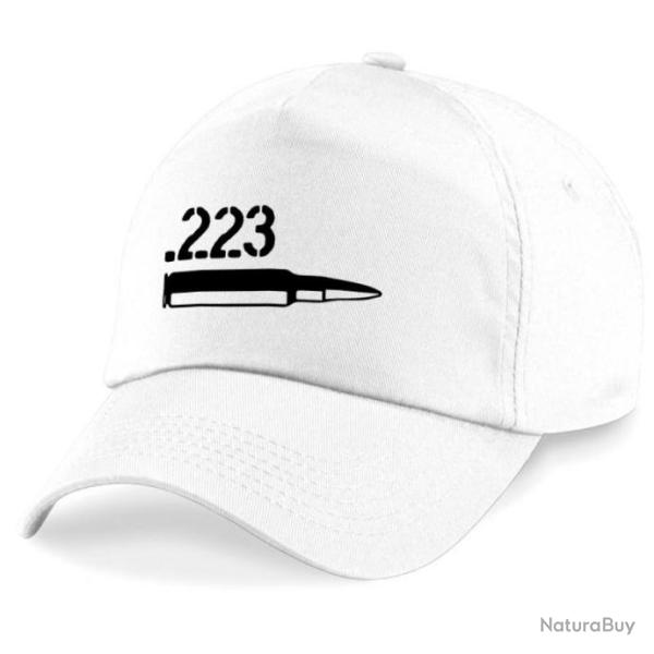 Casquette Tir Sportif -  Arme - Cartouche 223 rem - Blanche