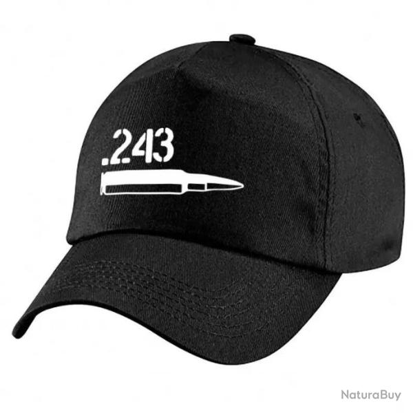 Casquette Tir Sportif -  Arme - Cartouche 243 winchester - Noire