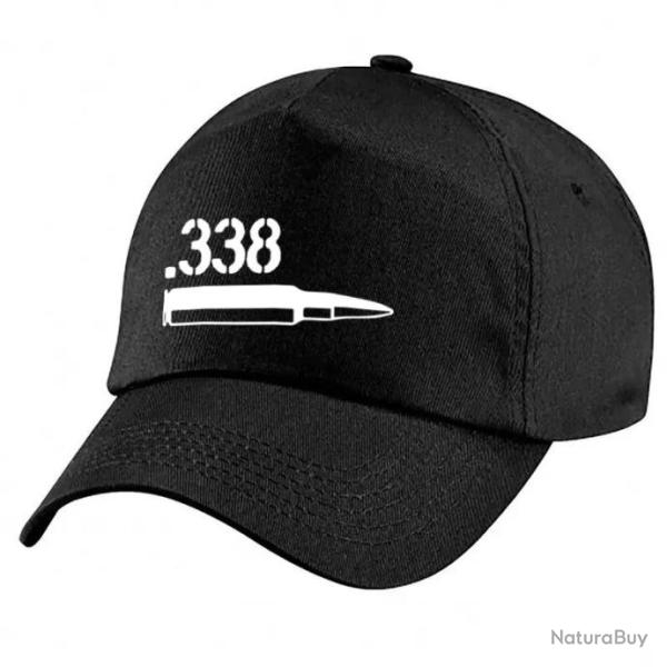 Casquette Tir Sportif -  Arme - Cartouche 338 Lapua Magnum - Noire