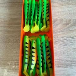 Leurre souple Delalande vert tigr&eacute; 11cm shad gt
