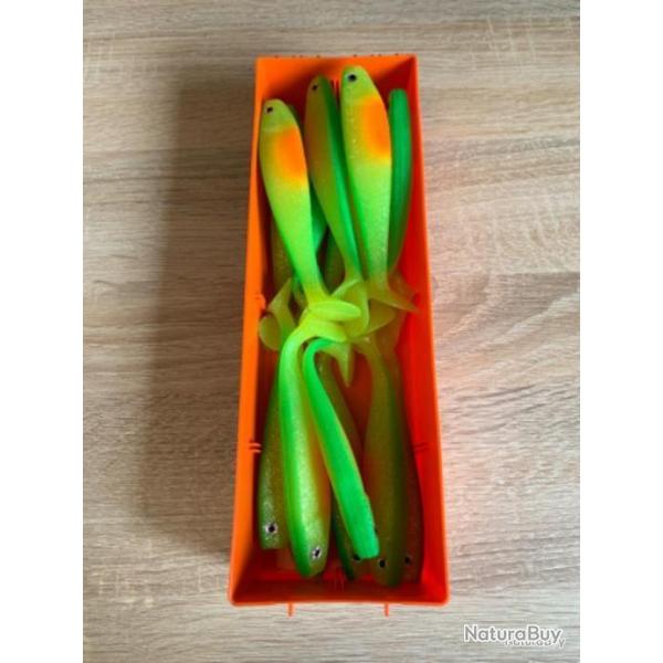 Leurre souple Delalande vert et jaune 13cm shad gt