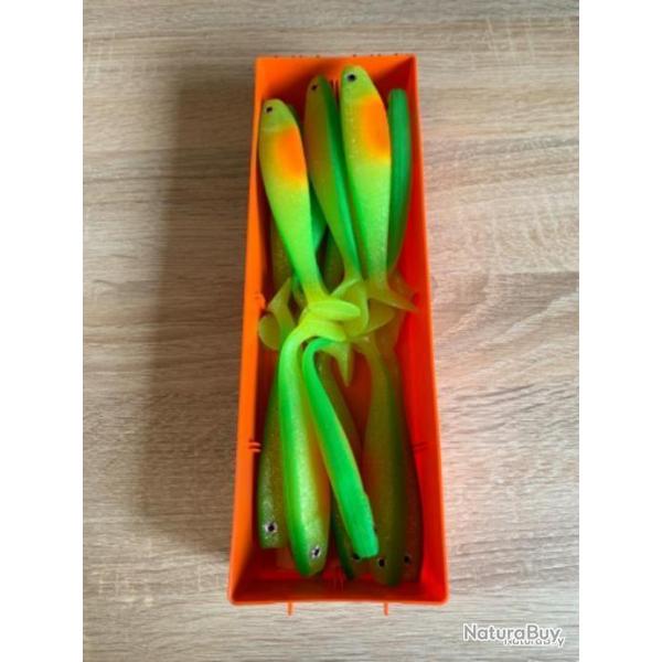 Leurre souple Delalande vert et jaune 13cm shad gt