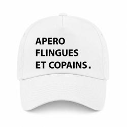 Casquette Humour Tir Sportif - Ap&eacute;ro Flingues et Copains - Blanc