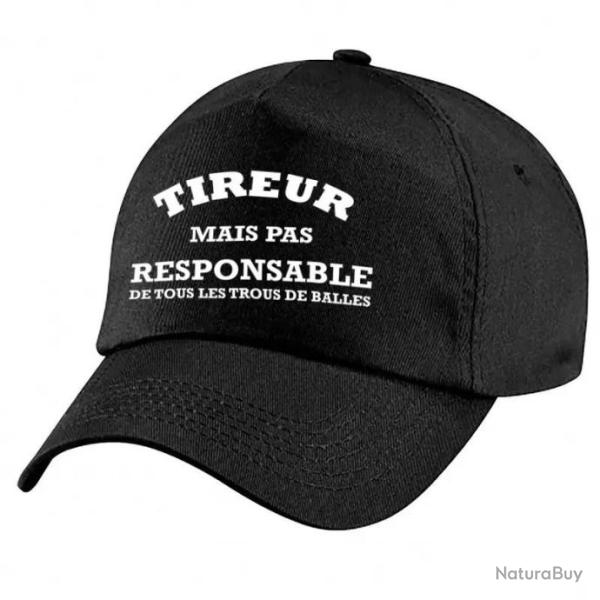 Casquette Tir Sportif -  Humour - Tireur mais pas responsable de tous les trous de balles - Noire
