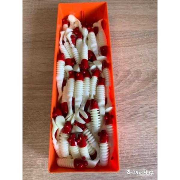 Leurre souple Delalande blanc 8 cm skeleton