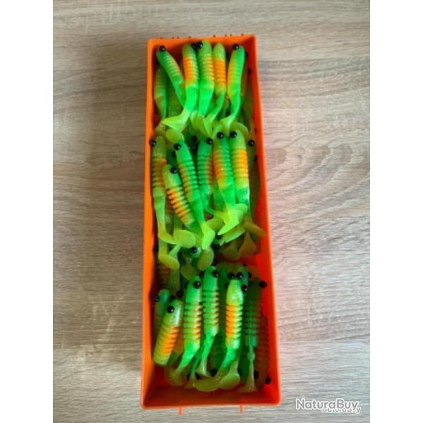 Leurre souple Delalande vert 8 cm skeleton