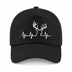 Casquette Chasse - Battement de coeur "CERF" - Noir