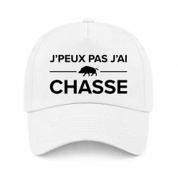 Casquette Chasseur - Je peux pas j'ai chasse ! - Blanc