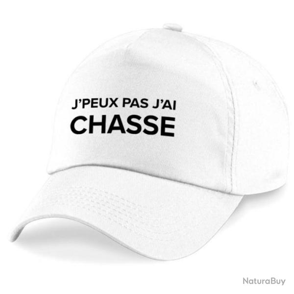 Casquette Chasseur -  Je peux pas,j'ai chasse - Blanche