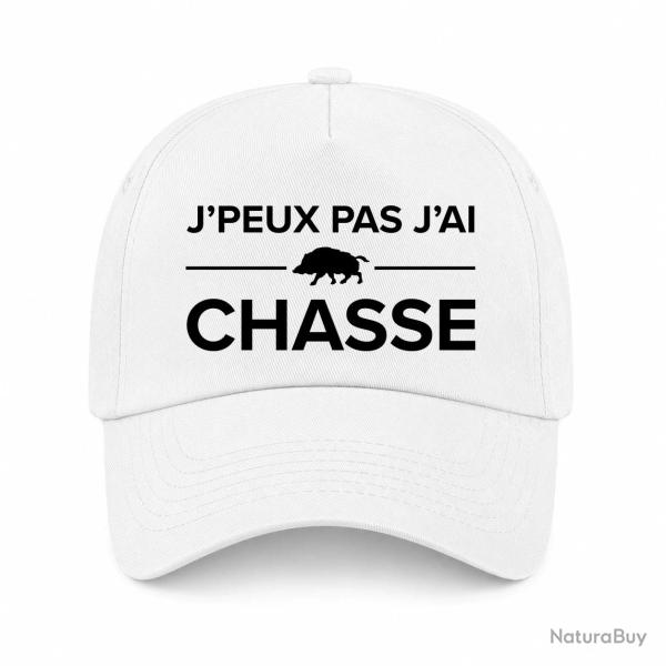 Casquette Chasseur - Je peux pas j'ai chasse ! - Blanc