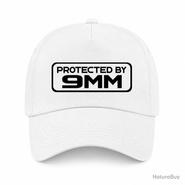 Casquette Arme - Protected by 9mm - Blanc