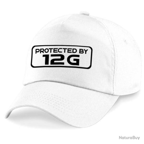 Casquette Tir Sportif - Protected By 12 gauge - Blanche