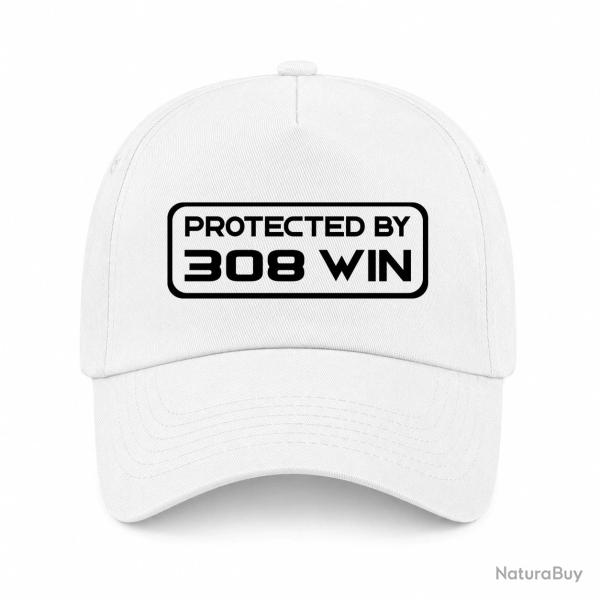 Casquette Arme - Protected By 308 Winchester - Blanc