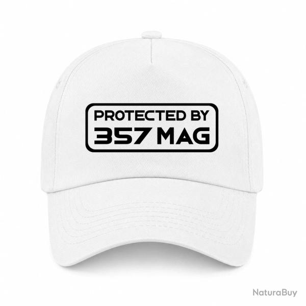 Casquette Arme - Protected By 357 Magnum - Blanc