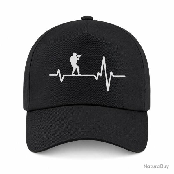 Casquette Militaire - Battement de Coeur - Noir