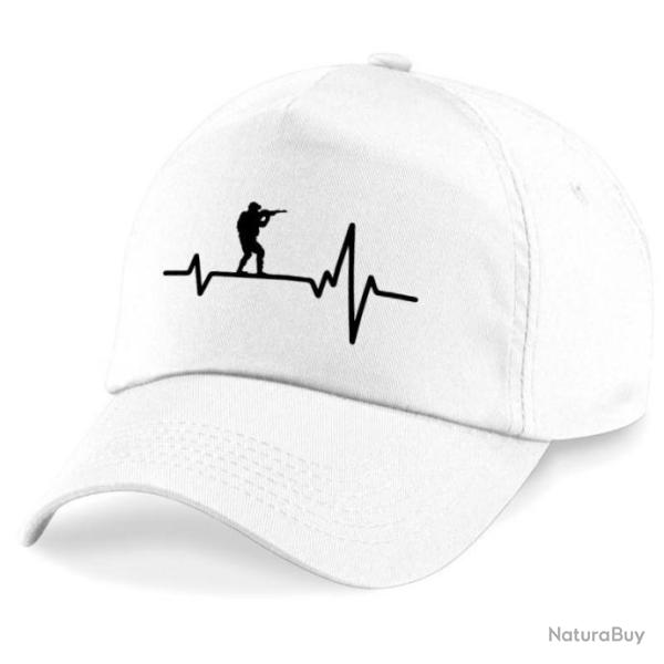 Casquette Militaire - Battement de Coeur - Blanche