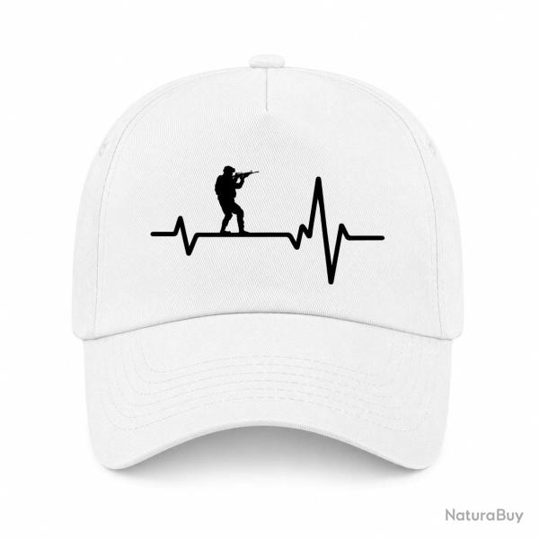 Casquette Militaire - Battement de Coeur - Blanc