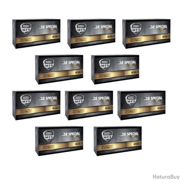 Munitions balles MFS cal.38 Sp�cial 158gr FMJ Fp 10.2g par 500