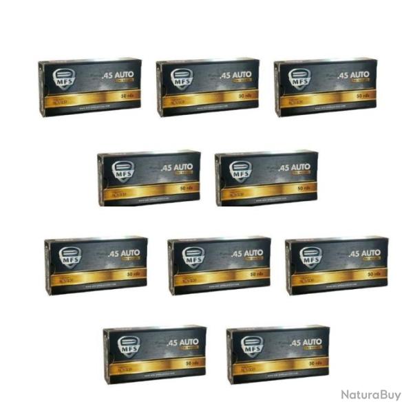Munitions balles MFS cal.45 ACP 230gr FMJ 14.9g par 500
