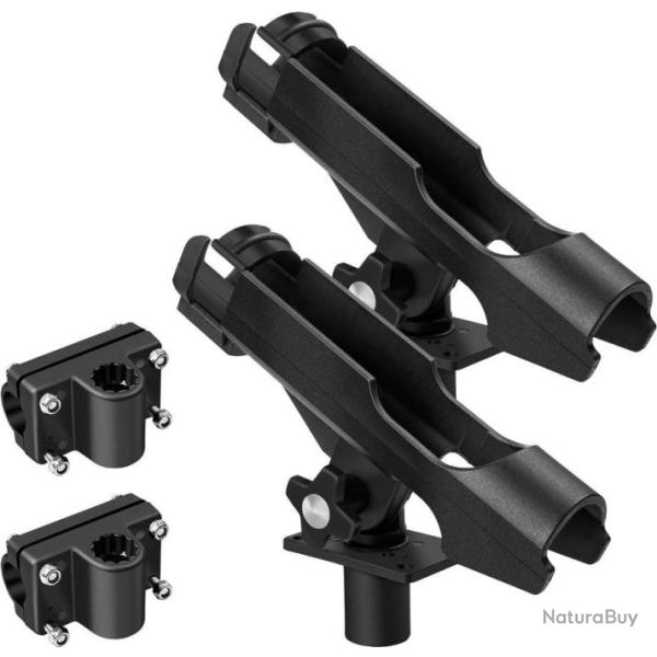Support de Canne  Pche 2 Pices pour Bateaux et Kayak Rglable et Rotatif  360 