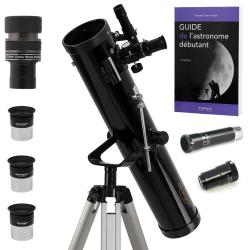 Pack Complet T&eacute;lescope Omegon 76/700 AZ1 + Zoom + Guide + Oculaires + Barlow + Lentille Redressement