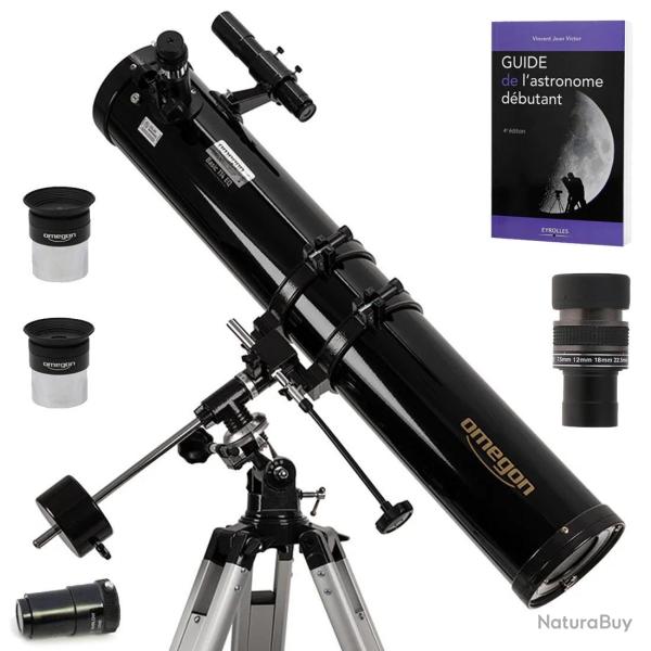 Pack Complet T�lescope Omegon 114/900 EQ1 + Zoom + Guide D�butant + Oculaires + Barlow