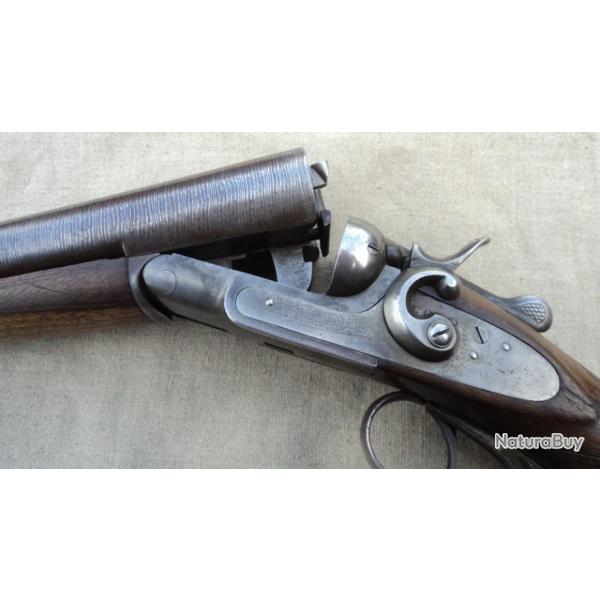 fusil a percussion centrale poudre noire cal 12 / 65 canon damas   ( etats unis ann�es 1883 )