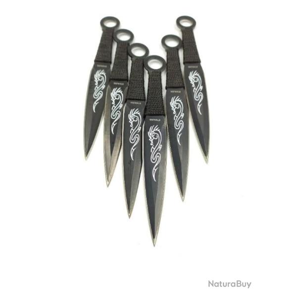 Ensemble de 6 couteaux  lancer Construction en acier inox revtu d'une seule pice PA333407b