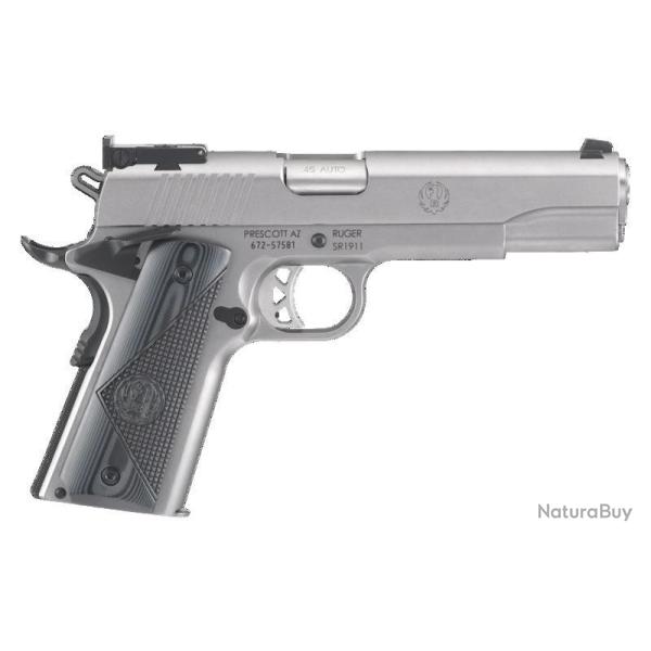 PISTOLET RUGER SR1911 CAL 45 AUTO TARGET 5'' STAINLESS STEEL VISEE REGLABLE