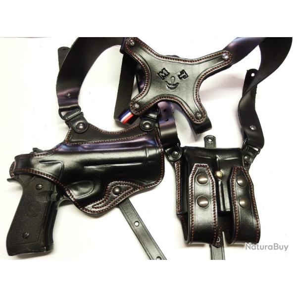 ETUI d'AISSELLE MIAMI pour B�retta , 1911 ou SIG, GLOCK ..... (fabrication artisanale fran�aise )