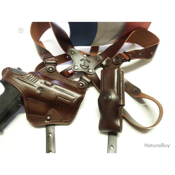 ETUI d'AISSELLE MIAMI pour SIG 2022 , ou 1911 , GLOCK ..... (fabrication artisanale fran�aise )