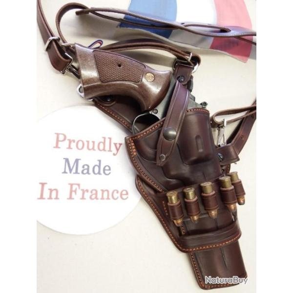 ETUI CUIR , port VENTRAL et AISSELLE  "HUNTER "  pour r�volver  (fabrication artisanale fran�aise )