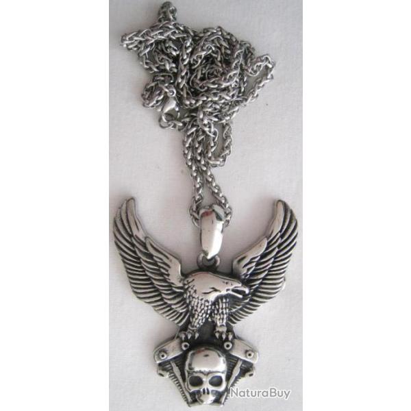 PENDENTIF INOX AIGLE BIKER HARLEY  - Ref.66