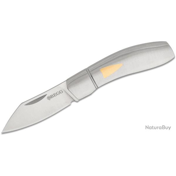 Couteau Begg Knives Traditional Sheepsfoot Small Lame Acier 14C28N Manche Acier Slip Joint BG046