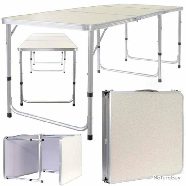 RELOAD Table de Camping ou Jardin XXL Longueur 178 cm Hauteur r�glable