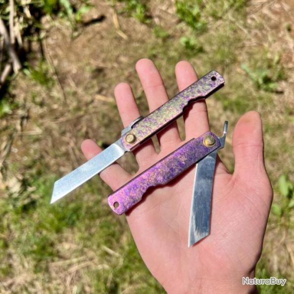 Couteau higonokami titane anodis� tanto invers� 14c28n pliant de poche