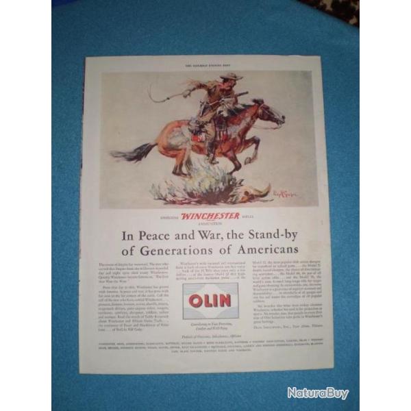 Page publicitaire de "The Saturday Evening Post" de 1946 sur WINCHESTER ! Collection .