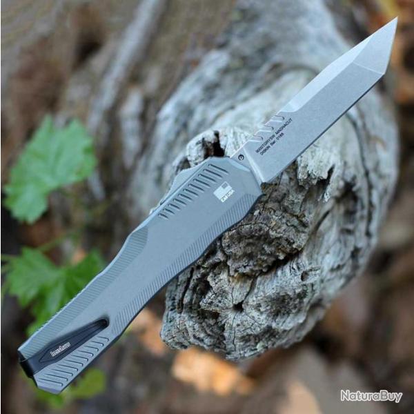 Couteau Kershaw Auto Livewire OTF Tanto Lame Acier CPM-MagnaCut Gray Manche Alu USA KS9000TGRYSW