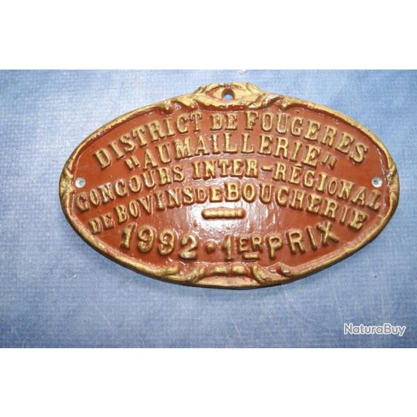1 PLAQUE DE BETE DE CONCOURS n1