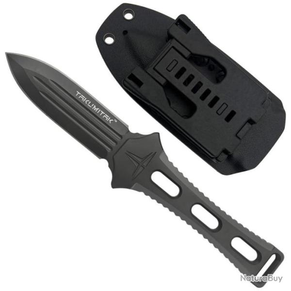 Couteau Dague Takumitak Hidden Anger Gray Lame Acier D2 Double Tranchant Manche G10 Etui TKF205GY