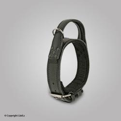 Collier intervention cuir avec poign&eacute;e 4,8 cm NOIR T80