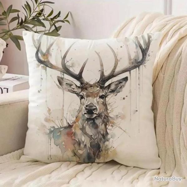 4  Housse de coussin lot de 4  juste de coussin 45x45cm Motif cerf