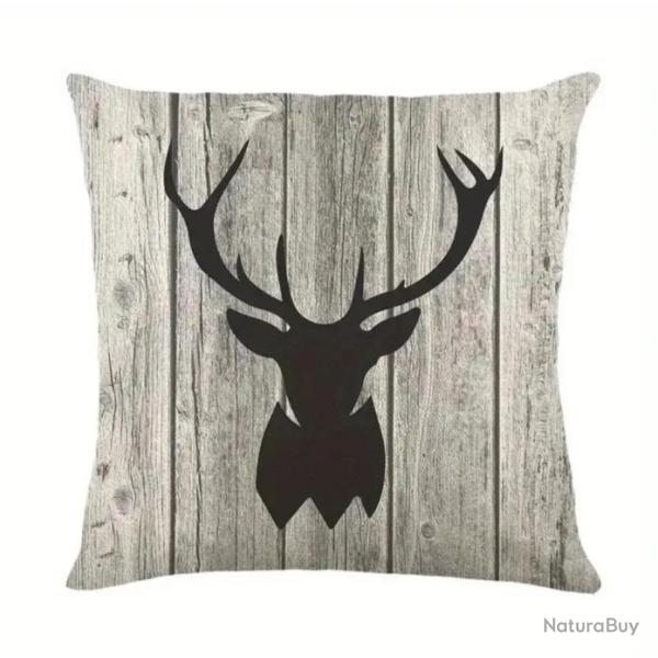 4 Housse de coussin lot de 4  juste de coussin 45x45cm Motif cerf. A