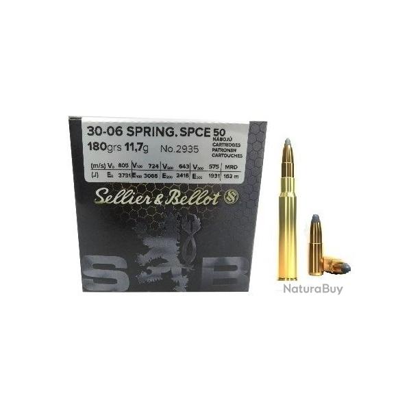 CARTOUCHES S&amp;B 30-06 Springfield SPCE 11,7g./180 GRS boite de 50 1 boite ( 50 munitions)