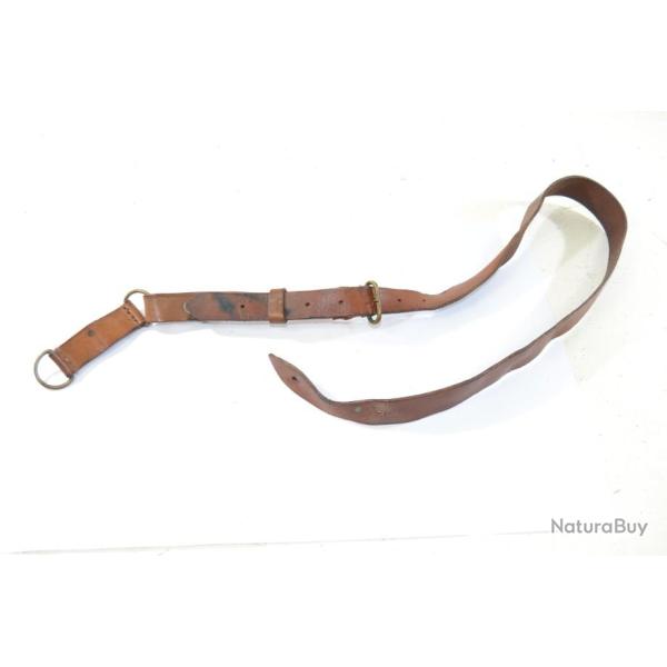 Baudrier sangle de ceinturon mauvais �tat, passants coulant d'officier Fran�ais WW2 WW1 cuir marron