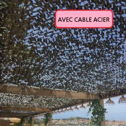 Filet de camouflage renforc&eacute; Bartavel (C&acirc;ble Acier) - 80% d'ombrage - Beige Fonc&eacute; Beige 3x6m