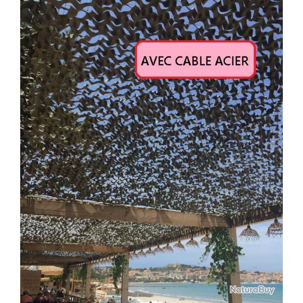 Filet de camouflage renforc� Bartavel (C�ble Acier) - 80% d'ombrage - Beige Fonc� Beige 3x6m