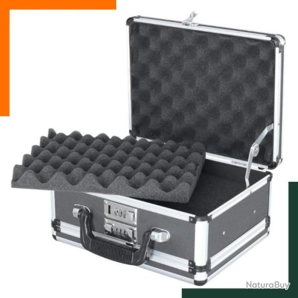 Valise de transport pour 4 pistolets - Mousse de protection - Double serrure - Noir