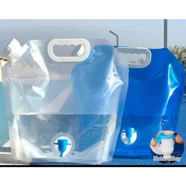 Sac � eau sac de camping portable et pliable, grand conteneur d'eau 5litres x3 Lot de 3