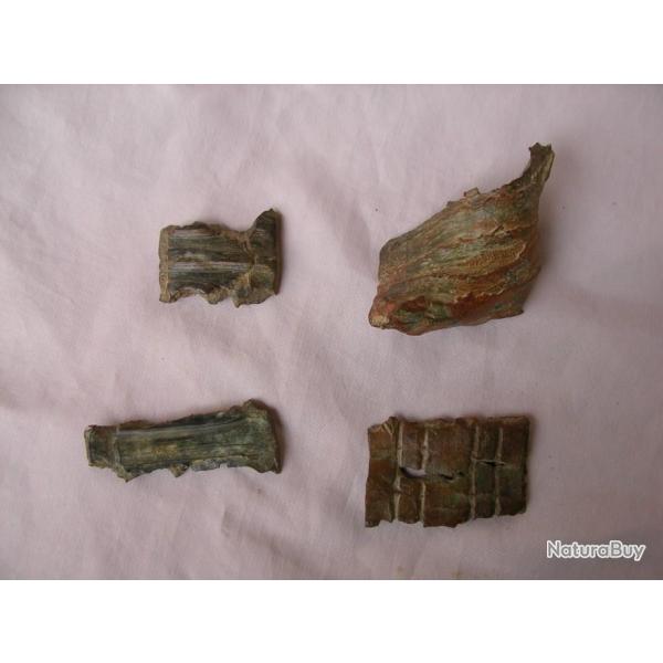 WW1/2 FRANCE LOT DE 4 �CLATS EN CUIVRE RELIQUE DE COMBATS WW1/WW2 2